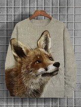 Men&#39;s Embroidery Fox Print Casual Sweatshirt - $533.02 MXN