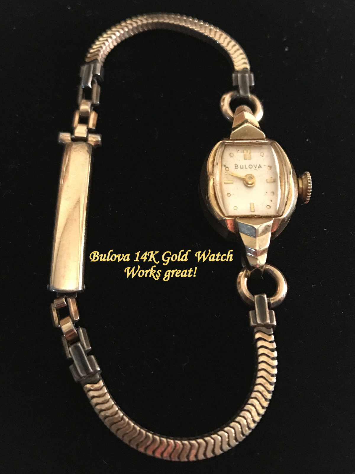 BULOVA 1950's 14K Gold Watch Vintage WORKING Yellow Gold Ladies Wristwatch Elega - £158.33 GBP