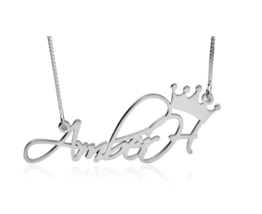 Queen Crown Name Necklace: Sterling Silver, 24K Gold, Rose Gold - £89.53 GBP