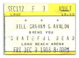 Billet De Concert Grateful Dead 9 Décembre 1988 Long Beach Californie - $49.48