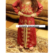 Georgette Ramadan Kids Kaftan Girls Dubai Dress Special Moroccan Red Wed... - £48.17 GBP