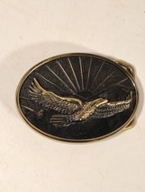 BTS Soaring Eagle in Mountain Sunset Vintage 1978 Brass Belt Buckle Made in USA - £27.68 GBP