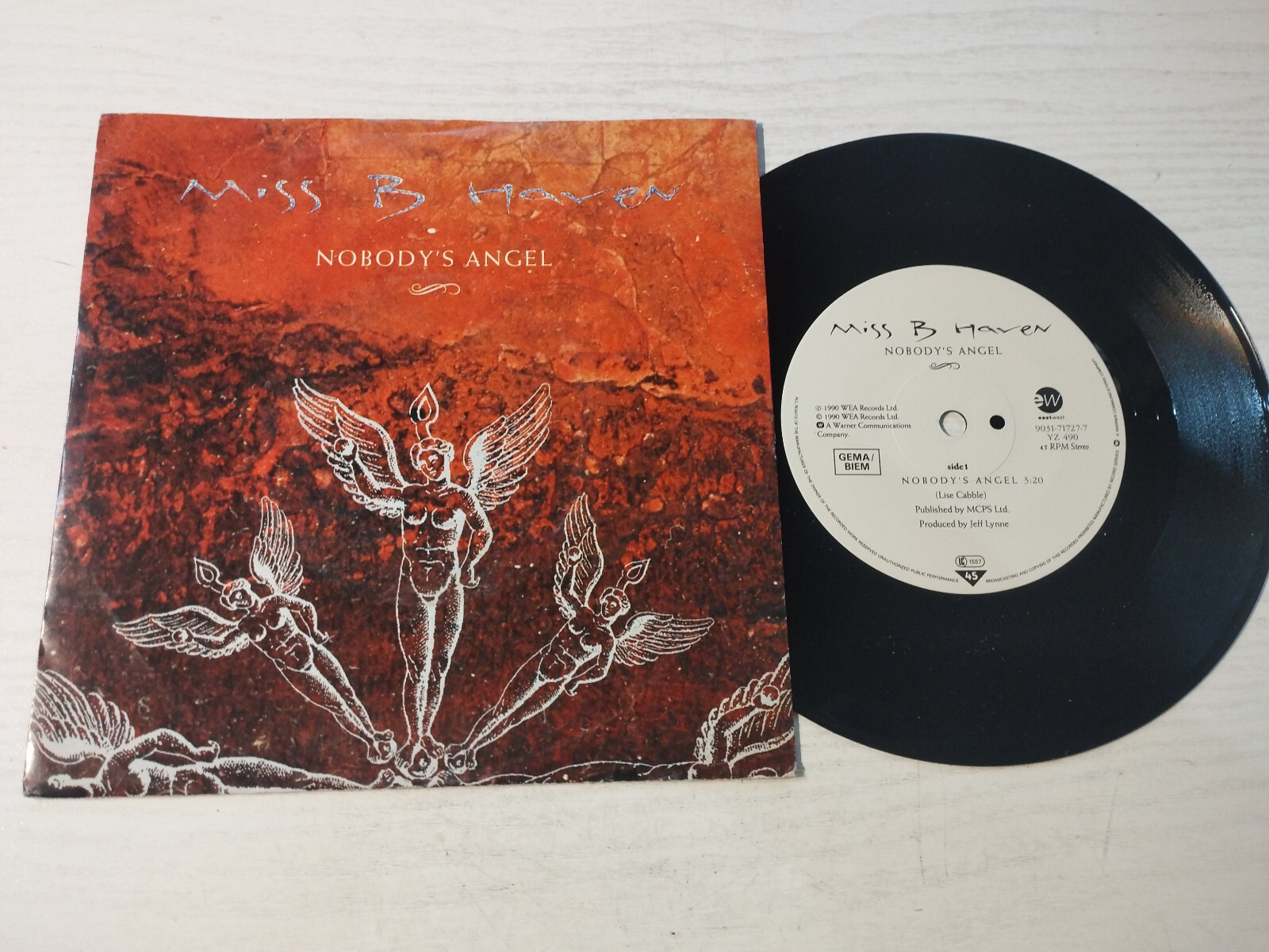 Miss B Haven Nobody´S Angel + Jolene 1990 Wea - Single LP vinilo 7 &quot; VG/VG - $26.36