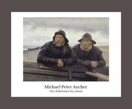 Two Fishermen by a Boat Art Poster Print 14 x 11 in - £14.98 GBP