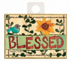 Blessed Sunflower Blue Bird Kitchen Fridge Wood Magnet Gift 2.5&quot; x 3.5&quot; ... - $5.86