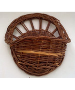 vintage shabby chic country  primative hand woven pocket wall hanging ba... - $16.42