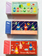 Seven Silly Dwarfs Eraser 3 pieces 1979&#39; Old SANRIO Logo Retro Cute Rare  - £21.51 GBP