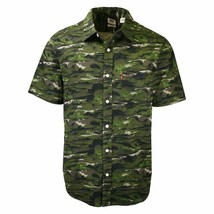 Levi&#39;s Men&#39;s Green Camouflage S/S Woven Shirt - £14.10 GBP