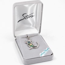 Storrs Wild Pearle Abalone Shell Alligator Pendant &amp; Silver Tone Necklace - £14.15 GBP
