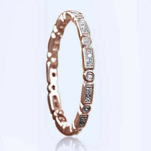 0.30ct Diamond 14K Rose Gold Over Wedding Band Ring Full Eternity Sale - £86.75 GBP