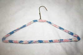 Vintage Crochet Triangle Metal Hanger - Pink White Blue Hanger - $3.99