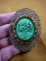 (CM133-1) Lady crown of daisies CAMEO Pin Pendant Jewelry brooch - £26.14 GBP