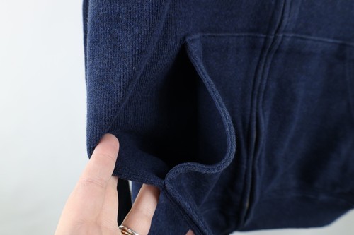 Vintage 90s Ralph Lauren Mens XL Faded Cotton Ribbed Knit Full Zip Hoodie Blue Item image 5