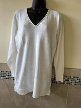 J.Crew Linen Blend White V-Neck Long Sweater SZ M NWOT - $719.68 MXN