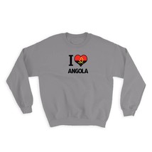 I Love Angola : Gift Sweatshirt Flag Heart Country Crest Angolan Expat - £22.89 GBP