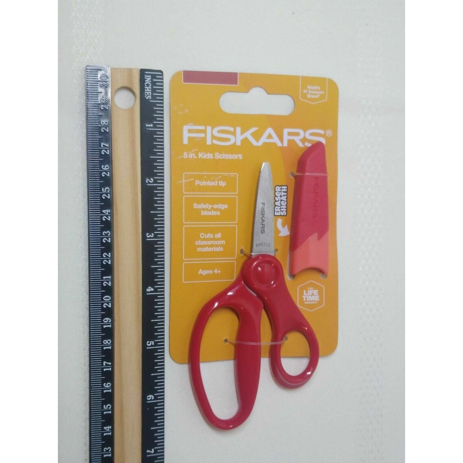 Pointed-tip Kids Scissors Fiskars 5 in. with Sheath Safety-Edge Red - Ag... - $8.86
