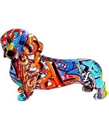 GRAFFITI DOG DACHSHUND STATUE ART SCULPTURE ANIMAL TABLE HOME DECOR - $32.33