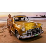 Vintage Car at the Beach Fine Art Poster, Retro Wall Art, Home Decor - $536.15 MXN