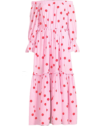 Vintage Inspired Pink Red Polka Dot Ruffle Maxi Dress-Size S - £54.25 GBP