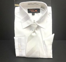 Prime Time Jr Boys Solid White Dress Shirt White Tie Hanky Set Size 10 - £19.86 GBP