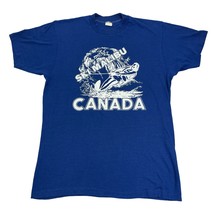 Vtg Single Stitch SKI MALIBU CANADA 80s Short Sleeve Graphic T-shirt 18.5x26.5 S - £17.58 GBP