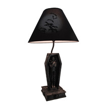 Zeckos Dark Dawning Vampire in the Coffin Black Table Lamp and Fabric Shade - £71.21 GBP