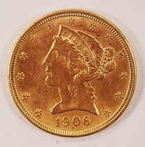 1906-D $5 Gold Liberty Half Eagle in Choice BU Condition, Great Early US... - €1.134,17 EUR