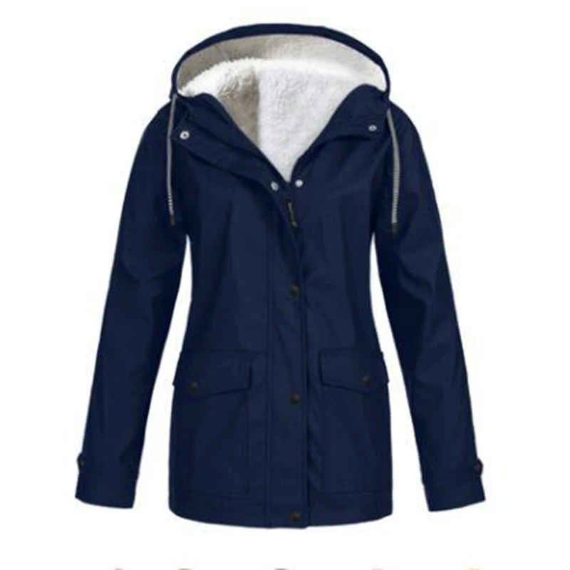 Women&#39;s  Winter Plus Velvet Jacket Windproof Waterproof Hooded Coat Outdoor  Clo - £133.72 GBP