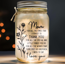 Mothers Day Gifts for Mom from Daughter, Son, Kids, Mason Jar Night Light - Birt - £19.79 GBP