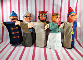 FaB Vintage 1960&#39;s Mr. Rogers Neighborhood 5pc Colorful Rubber Face Hand Puppets - £46.35 GBP
