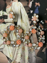 Vintage style orange flower crystal drop earring - £12.86 GBP