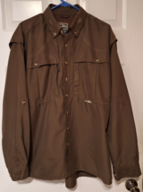 Drake Waterfowl Systems Brown Long Sleeve Button Down Vented Shirt Inside Pocket - $22.31