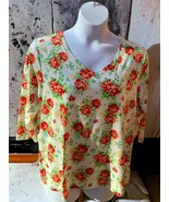 THE PIONEER WOMAN LADIES VNECK RELAXED FLORAL PARTIAL SLEEVE PULLOVER TO... - £18.96 GBP