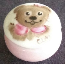 Cute Tiny Miniature Trinket Box – Delicate Pink with Teddy Bear Painted Lid - £6.35 GBP