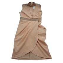 CQ Dress Womens M Beige Peach Sheath Midi V Neck Sleeveless NWT! - £19.21 GBP