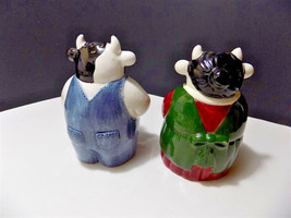 Vintage 1992 Cows Salt &amp; Pepper Shakers Animal Farm Clay Art - £22.06 GBP