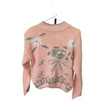 Viewpoint Vintage Cottagecore Sweater Knitted By Hand Medium M Pink Gray... - £22.93 GBP