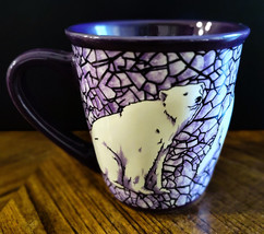 Sea World Polar Bear Raised Embossed Purple &amp; White Large Coffee Mug/Cup-Ex - $11.40