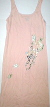 NWT S New Designer Natori Peach Womens Blush Flowers Embroider Cotton Ni... - £147.60 GBP