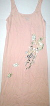 NWT S New Designer Natori Peach Womens Blush Flowers Embroider Cotton Ni... - £148.62 GBP