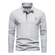 New Autumn  T shirt for Men Embroidery Solid Color Long Sleeve Golf  Shirts Homm - £92.47 GBP