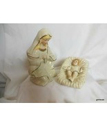 Vintage Nativity Figures Virgin Mary and Baby Jesus in Manger Ceramic - $18.81