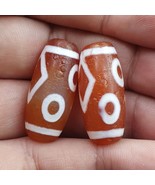lotto 2 antiche perle di agata incise HIMALAYANE indo tibetane dell&#39;Asia... - $110.15