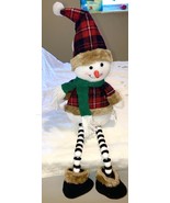 shelf sitter Cute Carrot Nose  Red and Green Plaid  Snowman  CHRISTMAS - $348.67 MXN