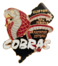 Clifton NJ Cobras Fast Pitch Softball Enamel Over Metal Pin - $4.99