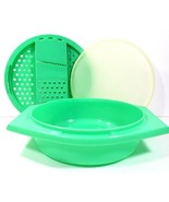 Vintage Tupperware Jadite Green Large Grater Shredder Slicer 3 Pieces - £9.08 GBP