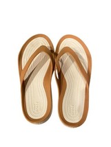 Crocs Iconic Comfort Orange &amp; White Flexible Womens size 9 Flip Flop Sandals - £15.47 GBP