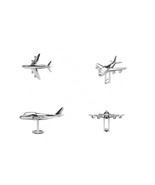 0.04Ct 747 Airplane Cufflinks In 14K Solid Rose Gold Matte - £573.11 GBP