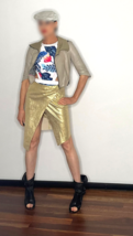 Gold Leather Split Cross Over Skirt, Festival Dress Skirt, Make offer we... - $380.69