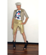 Gold Leather Split Cross Over Skirt, Festival Dress Skirt, Make offer we... - €330,60 EUR